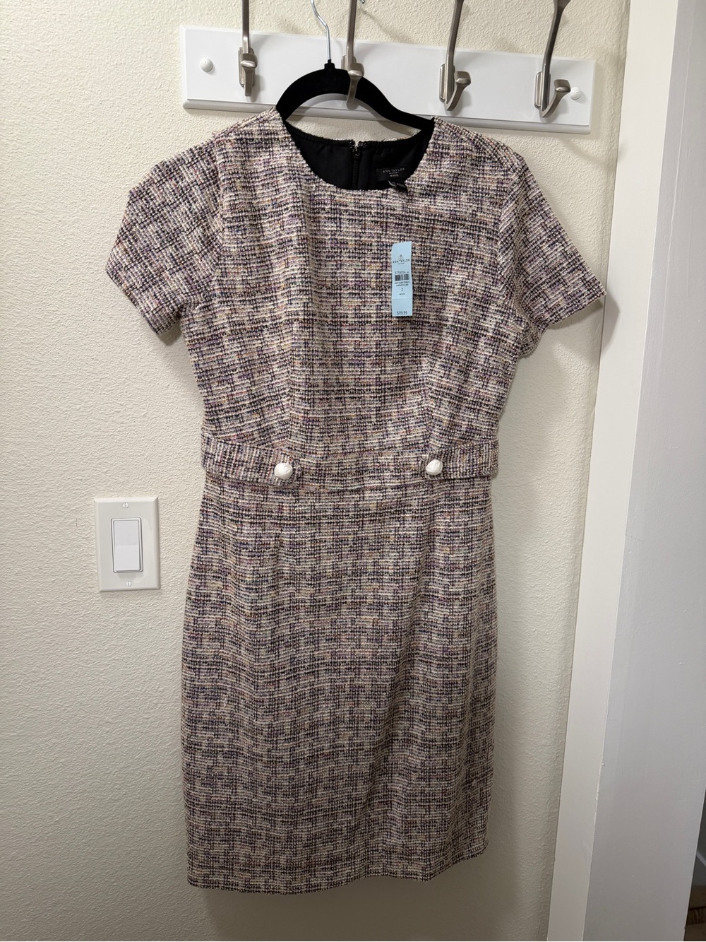 Ann Taylor Tweed Sheath Dress in Lavender Blend